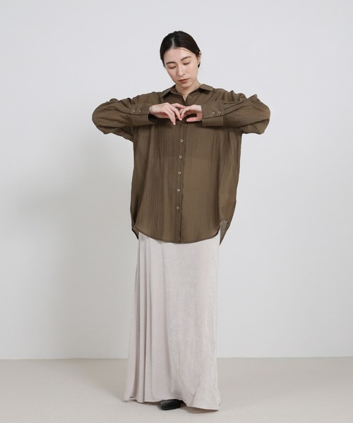 select MOCA(セレクトモカ)の「オーバーサイズワッシャーシアーシャツ(シャツ/ブラウス・レディース・カーキブラウン/ブラック/アイボリー・FREE)」の17枚目の写真