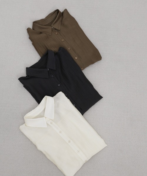 select MOCA(セレクトモカ)の「オーバーサイズワッシャーシアーシャツ(シャツ/ブラウス・レディース・カーキブラウン/ブラック/アイボリー・FREE)」の20枚目の写真