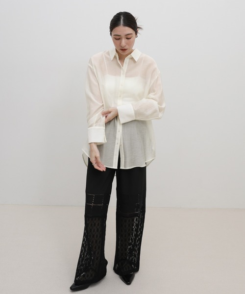 select MOCA(セレクトモカ)の「オーバーサイズワッシャーシアーシャツ(シャツ/ブラウス・レディース・カーキブラウン/ブラック/アイボリー・FREE)」の8枚目の写真