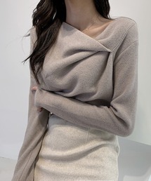 PIN（ピン）の「ドレープデザイン アシンメトリーニットトップス（ニット/セーター）」
