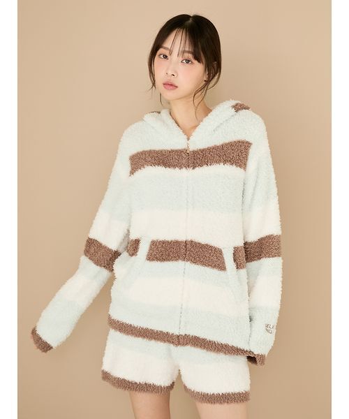 未使用級 美品 gelato pique ジェラートピケ ルームウェア パジャマ ジェラートランダムボーダーパーカ（ルームウェア/パジャマ）｜gelato