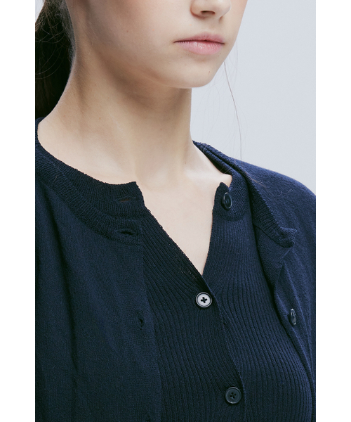 AFTERHOURS(アフターアワーズ)の「DOUBLE LAYERED KNIT CARDIGAN (NAVY)(カーディガン/ボレロ・レディース・その他・FREE)」の5枚目の写真