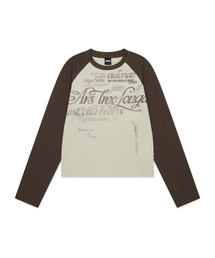 WM GRADATION LETTERING RAGLAN LONG SLV TEE brown