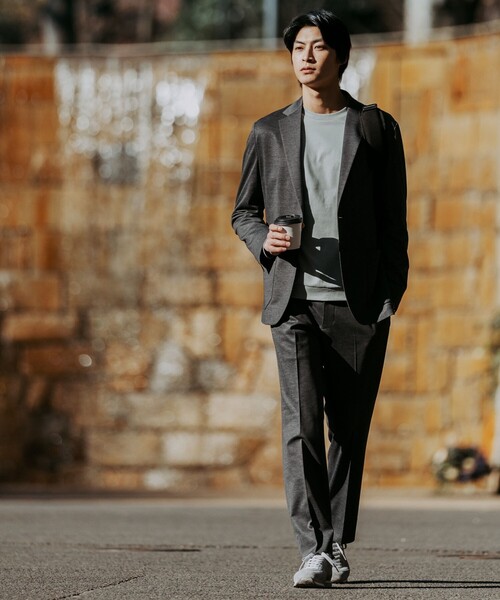 green label relaxing(グリーンレーベルリラクシング)の「A+ プリントジャージ スタンダード セットアップ パンツ スラックス -ウォッシャブル・ストレッチ-(スラックス・メンズ・ネイビー/ダークグレー・L/XL/M/S)」の3枚目の写真