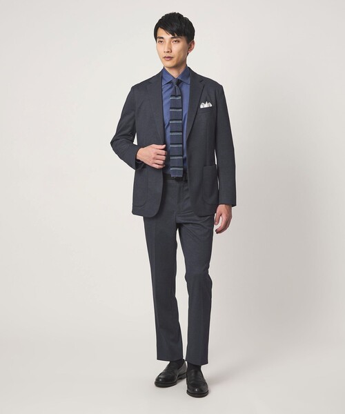 green label relaxing(グリーンレーベルリラクシング)の「A+ プリントジャージ スタンダード セットアップ パンツ スラックス -ウォッシャブル・ストレッチ-(スラックス・メンズ・ネイビー/ダークグレー・L/XL/M/S)」の6枚目の写真