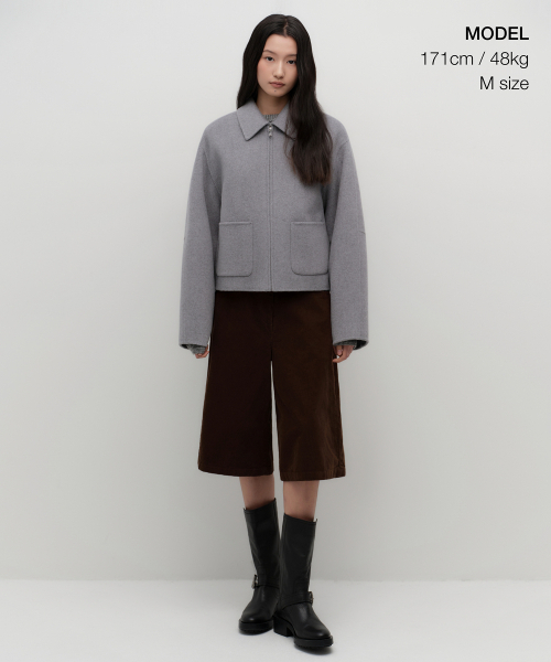 MUSINSA STANDARD WOMAN（ムシンサスタンダードウーマン）の「ウィメンズカシミヤブレンドハンドメイドジップアップジャケット[ミディアムグレー]（チェスターコート・レディース・その他・SMALL/MEDIUM/LARGE/X-SMALL）」の2枚目の写真