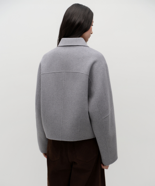 MUSINSA STANDARD WOMAN（ムシンサスタンダードウーマン）の「ウィメンズカシミヤブレンドハンドメイドジップアップジャケット[ミディアムグレー]（チェスターコート・レディース・その他・SMALL/MEDIUM/LARGE/X-SMALL）」の3枚目の写真