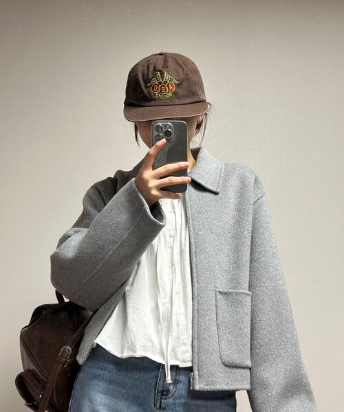 MUSINSA STANDARD WOMAN（ムシンサスタンダードウーマン）の「ウィメンズカシミヤブレンドハンドメイドジップアップジャケット[ミディアムグレー]（チェスターコート・レディース・その他・SMALL/MEDIUM/LARGE/X-SMALL）」の7枚目の写真