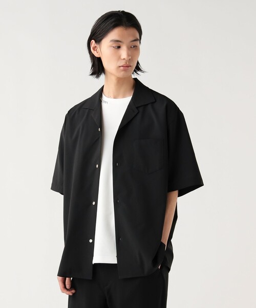 BEAMS HEART(ビームスハート)の「ポリトロ オープン カラー シャツ(吸収速乾・接触冷感)(シャツ/ブラウス・メンズ・ブラック/チャコールグレー・SMALL/LARGE/MEDIUM)」の1枚目の写真