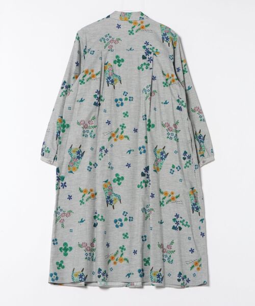SUPER HAKKA（スーパーハッカ）の「SUPER　HAKKA×マツモトヨーコ　コットン先染めシャンブレー「冬から春へ」／「春の野にて」プリントワンピース（前開き）（ワンピース・レディース・杢グレー/マスタード・FREE）」の3枚目の写真