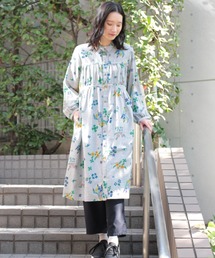 SUPER HAKKA | SUPER　HAKKA×マツモトヨーコ　コットン先染めシャンブレー「冬から春へ」／「春の野にて」プリントワンピース（前開き）(ワンピース)