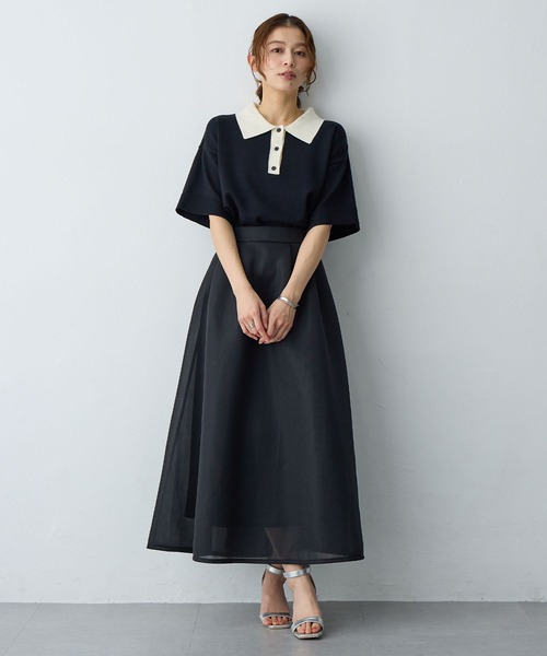 anyfee(エニフィー)の「【anyfee/大きいサイズ】シアーダンボールタックフレアスカート(2026SS)(スカート・レディース・ブラック/杢グレー・LL/3L/4L/5L)」の8枚目の写真
