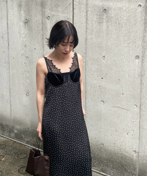 Henon.(ヘノン)の「ランジェリーキャミワンピース(ワンピース・レディース・ドット/ブラック・F)」の14枚目の写真