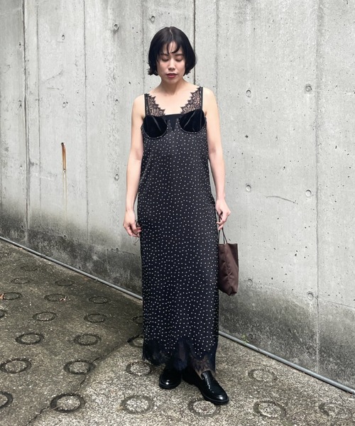 Henon.(ヘノン)の「ランジェリーキャミワンピース(ワンピース・レディース・ドット/ブラック・F)」の15枚目の写真