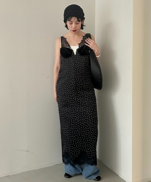 Henon.(ヘノン)の「ランジェリーキャミワンピース(ワンピース・レディース・ドット/ブラック・F)」の16枚目の写真