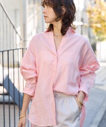 シャツ/ブラウス（ピンク/桃色系・リネン・麻）ファッション通販