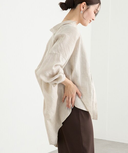 RIVE DROITE（リヴドロワ）の「予約【名品/サイズ展開あり】リネンワイドシャツ（シャツ/ブラウス・レディース・ピンク/ブラウン/オフホワイト/サックスブルー/ライトベージュ・FREE/36）」の3枚目の写真