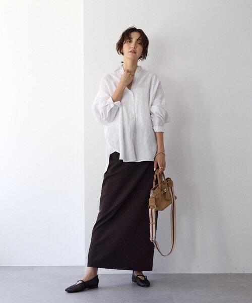 RIVE DROITE（リヴドロワ）の「予約【名品/サイズ展開あり】リネンワイドシャツ（シャツ/ブラウス・レディース・ピンク/ブラウン/オフホワイト/サックスブルー/ライトベージュ・FREE/36）」の10枚目の写真