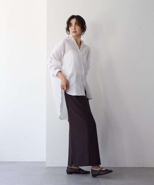 RIVE DROITE（リヴドロワ）の「予約【名品/サイズ展開あり】リネンワイドシャツ（シャツ/ブラウス・レディース・ピンク/ブラウン/オフホワイト/サックスブルー/ライトベージュ・FREE/36）」の11枚目の写真
