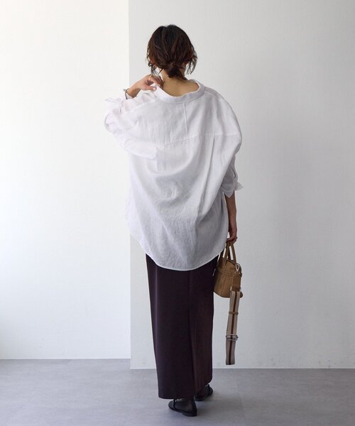 RIVE DROITE（リヴドロワ）の「予約【名品/サイズ展開あり】リネンワイドシャツ（シャツ/ブラウス・レディース・ピンク/ブラウン/オフホワイト/サックスブルー/ライトベージュ・FREE/36）」の12枚目の写真