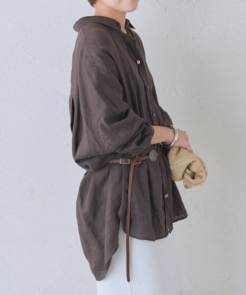 RIVE DROITE(リヴドロワ)の「予約【7色展開/日焼け・冷房対策/手洗い可】リネンワイドシャツ(シャツ/ブラウス・レディース・ピンク/ブラウン/オフホワイト/サックスブルー/ライトベージュ/ネイビー/グリーン・FREE/36)」の11枚目の写真