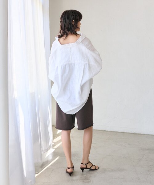 RIVE DROITE（リヴドロワ）の「予約【名品/サイズ展開あり】リネンワイドシャツ（シャツ/ブラウス・レディース・ピンク/ブラウン/オフホワイト/サックスブルー/ライトベージュ・FREE/36）」の21枚目の写真