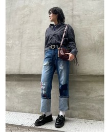 Desigual（デシグアル）の「ダメージ パッチワーク ストレート デニム（デニムパンツ）」