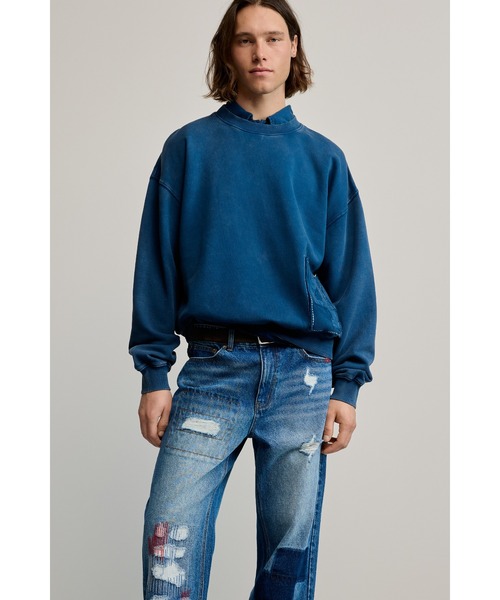 Desigual(デシグアル)の「ダメージ パッチワーク ストレート デニム(デニムパンツ・メンズ・ブラック・XXL/XL/L/M/XS/S)」の3枚目の写真