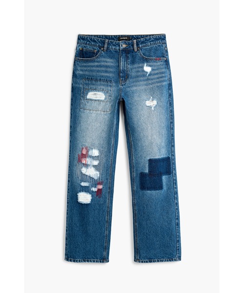 Desigual(デシグアル)の「ダメージ パッチワーク ストレート デニム(デニムパンツ・メンズ・ブラック・XXL/XL/L/M/XS/S)」の7枚目の写真