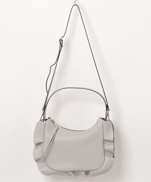 inter-chaussures（インターショシュール）の「【RIPANI】サイドフリルホーボーバッグミディ(Q66401)（ハンドバッグ・レディース・ライトグレー/ブラック・ALL）」の2枚目の写真