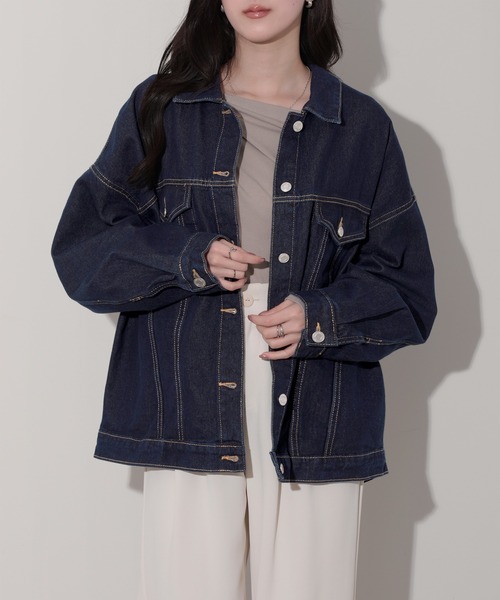 nouvellemoi(ヌーベルモイ)の「ビッグシルエットデニムジャケット(デニムジャケット・レディース・インディゴブルー/ブルー/ブラック/サックスブルー・M)」の3枚目の写真