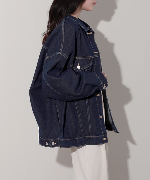 nouvellemoi(ヌーベルモイ)の「ビッグシルエットデニムジャケット(デニムジャケット・レディース・インディゴブルー/ブルー/ブラック/サックスブルー・M)」の6枚目の写真