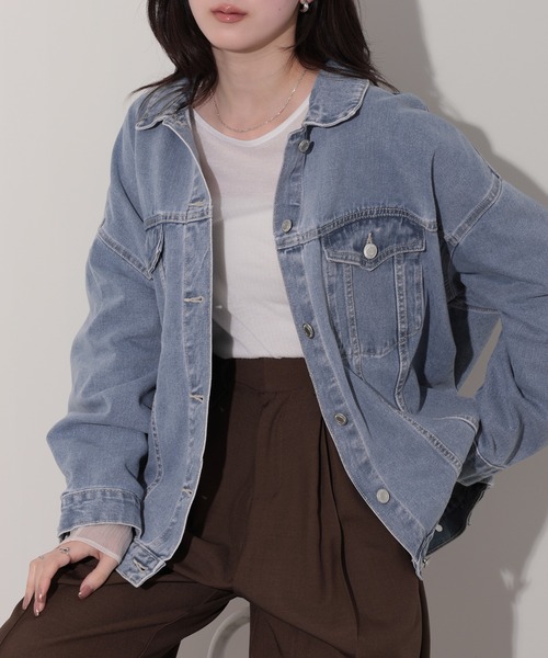 nouvellemoi(ヌーベルモイ)の「ビッグシルエットデニムジャケット(デニムジャケット・レディース・インディゴブルー/ブルー/ブラック/サックスブルー・M)」の9枚目の写真
