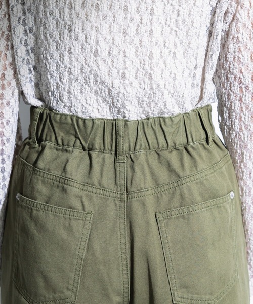 Green　Parks（グリーンパークス）の「チノタックワイドパンツ（チノパンツ・レディース・ベージュ/カーキ・M/L）」の7枚目の写真