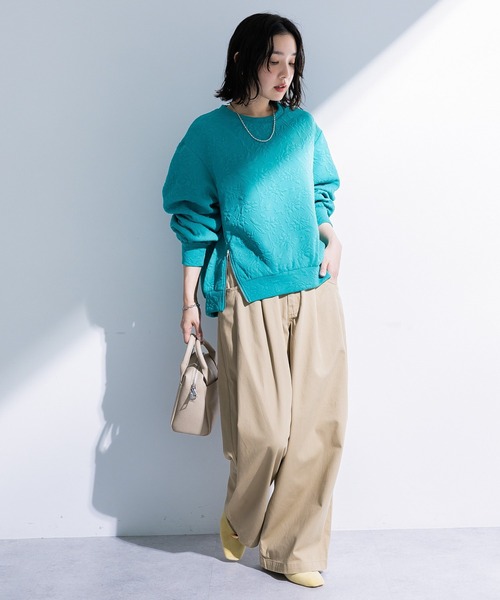 Green　Parks（グリーンパークス）の「チノタックワイドパンツ（チノパンツ・レディース・ベージュ/カーキ・M/L）」の9枚目の写真