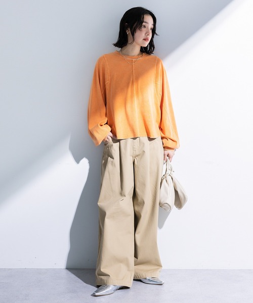 Green　Parks（グリーンパークス）の「チノタックワイドパンツ（チノパンツ・レディース・ベージュ/カーキ・M/L）」の11枚目の写真