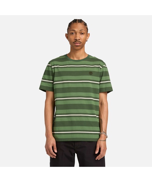 Timberland(ティンバーランド)の「ストライプ 半袖 Tシャツ メンズ(Tシャツ/カットソー・メンズ・グリーン・LARGE/MEDIUM/SMALL/X-LARGE/XX-LARGE)」の1枚目の写真