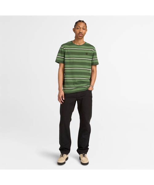 Timberland(ティンバーランド)の「ストライプ 半袖 Tシャツ メンズ(Tシャツ/カットソー・メンズ・グリーン・LARGE/MEDIUM/SMALL/X-LARGE/XX-LARGE)」の2枚目の写真