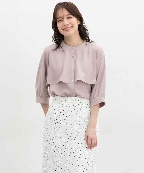 Honeys（ハニーズ）の「６分袖ケープブラウス（シャツ/ブラウス・レディース・アイボリー/ネイビー系/スモークピンク/ライム/ベージュ系・L/S/M/LL）」の9枚目の写真