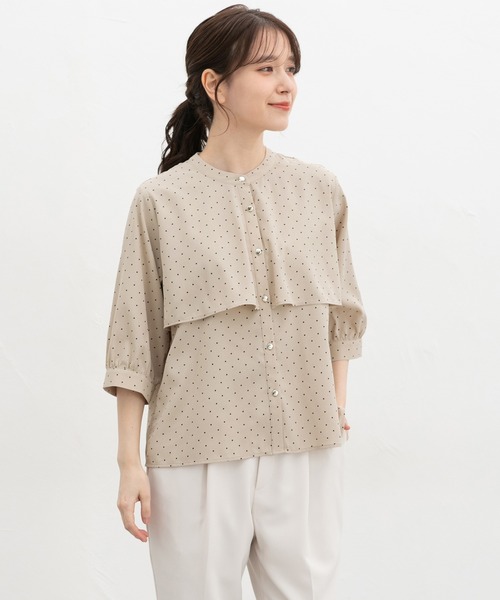 Honeys（ハニーズ）の「６分袖ケープブラウス（シャツ/ブラウス・レディース・アイボリー/ネイビー系/スモークピンク/ライム/ベージュ系・L/S/M/LL）」の21枚目の写真