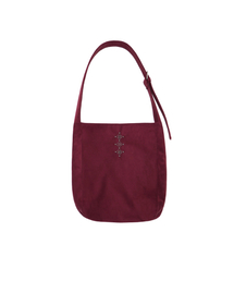 KOOKEESEE（クキシ）の「スエードスタッズショルダーバッグ（ワイン）（ショルダーバッグ）」