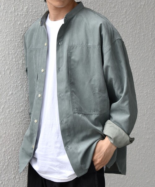 SHIPS any（シップス エニィ）の「SHIPS any:〈洗濯機可能〉フェード ピーチスキン ポケット バンドカラー シャツ 26SS◇（シャツ/ブラウス・メンズ・オリーブ/ベージュ/チャコールグレー・LARGE/MEDIUM/SMALL）」の18枚目の写真