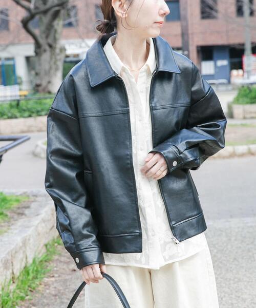 ITEMS URBANRESEARCH（アイテムズ アーバンリサーチ）の「フェイクレザーZIPUPブルゾン（ブルゾン・レディース・ブラウン/ブラック・FREE）」の13枚目の写真