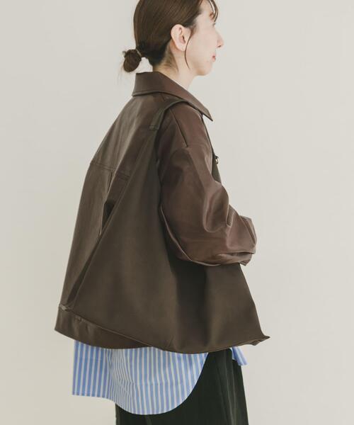 ITEMS URBANRESEARCH（アイテムズ アーバンリサーチ）の「フェイクレザーZIPUPブルゾン（ブルゾン・レディース・ブラウン/ブラック・FREE）」の5枚目の写真