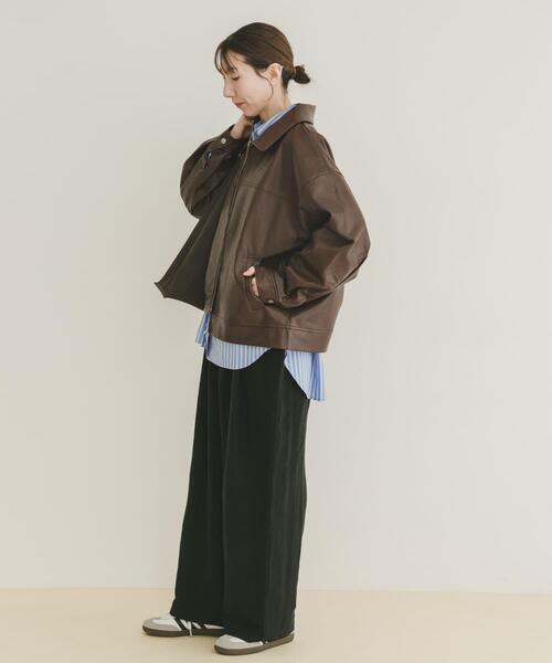 ITEMS URBANRESEARCH（アイテムズ アーバンリサーチ）の「フェイクレザーZIPUPブルゾン（ブルゾン・レディース・ブラウン/ブラック・FREE）」の6枚目の写真