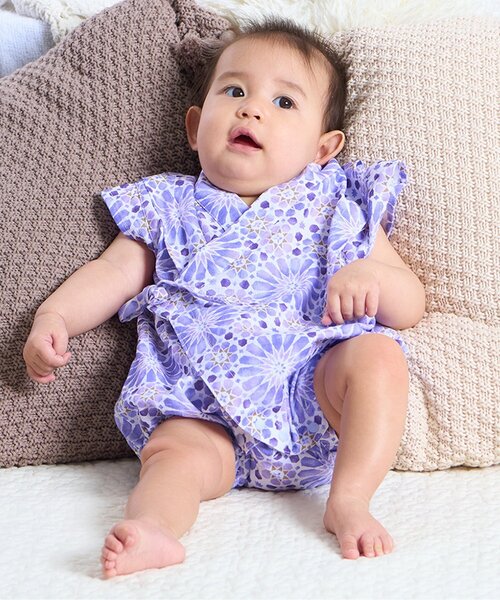 Ampersand（アンパサンド）の「【リンク】バラエティGIRLSロンパース（ロンパース・キッズ・キナリ/ラベンダー/ネイビー/イエロー・70/80）」の5枚目の写真