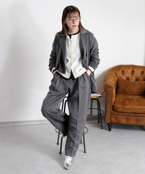 cepo（セポ）の「〈セットアップ対応可能 / 2点セットアイテム〉レイヤードテーラードジャケット＆ベスト（テーラードジャケット・レディース・チャコール/ブラック・M）」の3枚目の写真