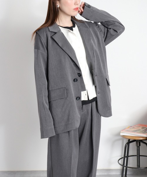 cepo（セポ）の「〈セットアップ対応可能 / 2点セットアイテム〉レイヤードテーラードジャケット＆ベスト（テーラードジャケット・レディース・チャコール/ブラック・M）」の12枚目の写真