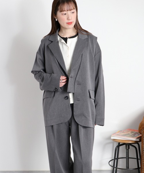 cepo（セポ）の「〈セットアップ対応可能 / 2点セットアイテム〉レイヤードテーラードジャケット＆ベスト（テーラードジャケット・レディース・チャコール/ブラック・M）」の13枚目の写真