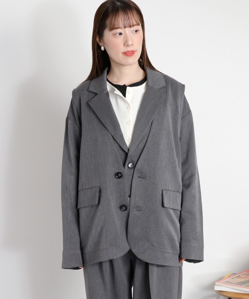 cepo（セポ）の「〈セットアップ対応可能 / 2点セットアイテム〉レイヤードテーラードジャケット＆ベスト（テーラードジャケット・レディース・チャコール/ブラック・M）」の14枚目の写真